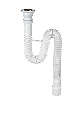 Сифон WIRQUIN гофрированный 1½ х 40/50 мм, L800 мм с хомутом жёсткости