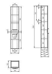 Пенал Cersanit подвесной LARA 30 универсальный орех