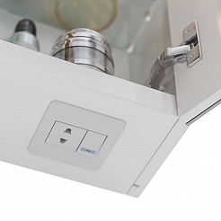 Шкаф зеркальный Lemark ZENON 50х80см 1 дв, петли слева, с козырьком-подсветкой, с розеткой, Белый гл