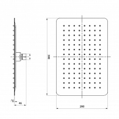 Лейка душевая Lemark LM9490BL верхняя, прямоугольная, 300х200мм, нерж.сталь/черный