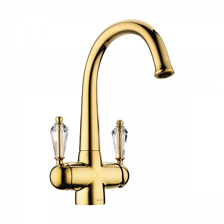 Смеситель OMOIKIRI Okinawa-G для кухни латунь/золото/ прозрачный кристалл