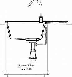 Мойка кухонная GranFest UNIQUE GF-U-740L чаш+кр 740*500мм иней, мрамор  