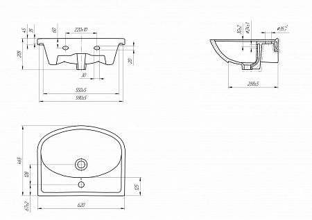 Раковина Cersanit мебельная ERICA 60 1 отв.