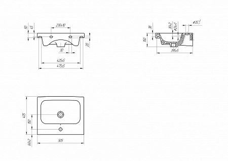 Раковина Cersanit универсальная COLOUR 50 1 отв.