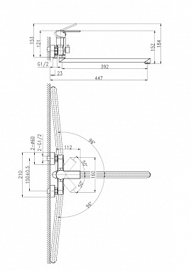 Смеситель Cersanit для ванны BRASKO BLACK с длинным изливом однорычажный черный