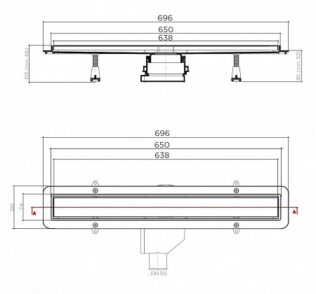 Душевой лоток Pestan BETTO COMPACT NET LINE 650