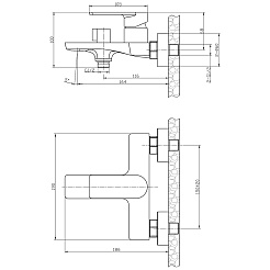 Смеситель Rossinka Смеситель RS50-30 для ванны с коротким изливом, хром
