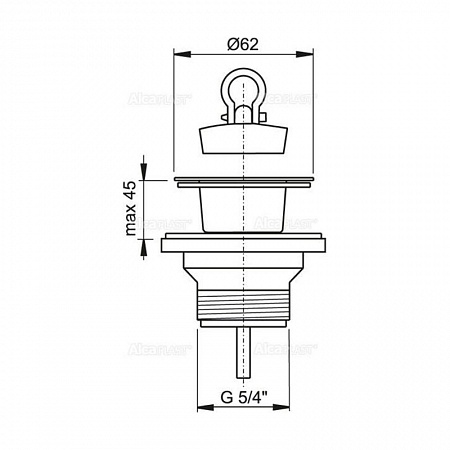 Водослив для умывальника 5/4" с пластмассовой peшeткой Ø63, арт. A32