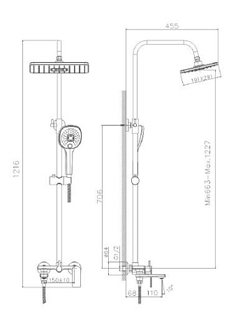Душевая система HAIBA HB24505-8, тропический душ, латунь, белый/хром
