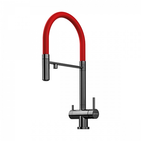 Смеситель OMOIKIRI Kanto-PVD-GM для кухни латунь/вороненая сталь