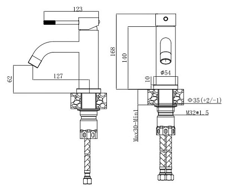 Смеситель "Vessel" д/раковины, арт. VSL26B,черный