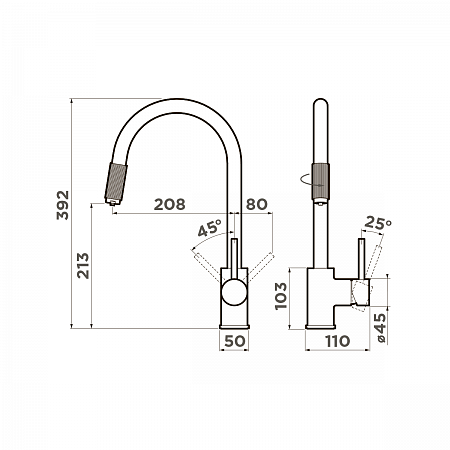 Смеситель OMOIKIRI Tamura-BN латунь/нержавеющая сталь 