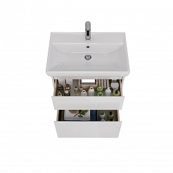 Тумба Lemark COMBI 70см под раковину, подвесная/напольная, 2 ящ., цвет корпуса, фасада: Белый глянец