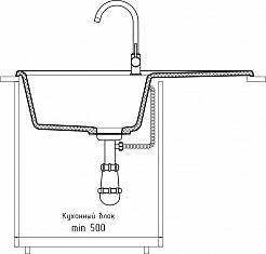Мойка кухонная GranFest UNIQUE GF-U-840L чаш+кр 840*500мм терракот, мрамор  