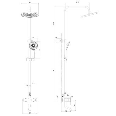 Душевая система AWP Narbus S0262C с тропическим душем и поворотным изливом, хром