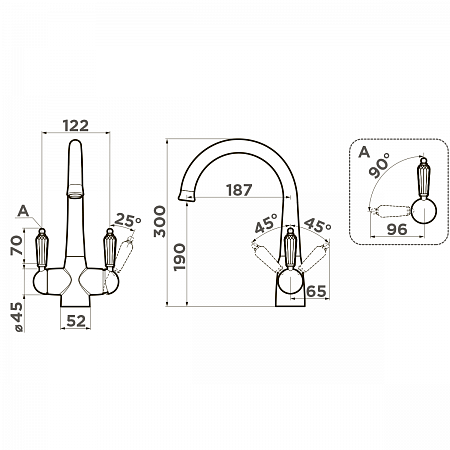 Смеситель OMOIKIRI Okinawa-G для кухни латунь/золото/ прозрачный кристалл