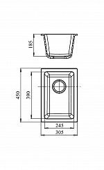 Мойка кухонная EWIGSTEIN EW-2540 подстольный монтаж 1-чаша 310*460 иней