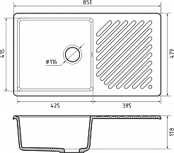 Мойка кухонная GranFest QUARZ GF-ZL-53 чаша+кр 860*480 (черный)