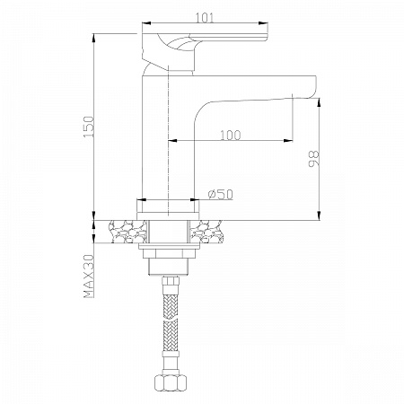 Смеситель Rossinka RS33-11U для умывальника одноручный (35мм) монолитный, хром